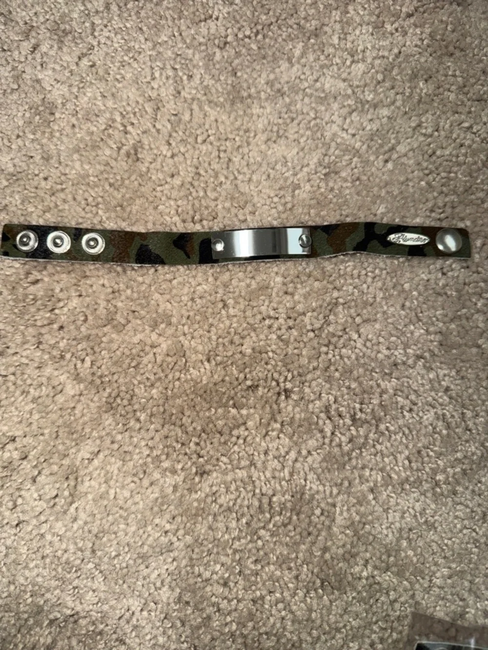 NWT Men’s Camouflage Leather Bracelet with Metal Plate
